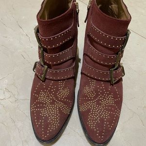 Chloe maroon studded booties